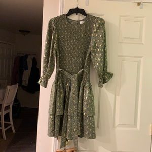 Never been worn dress green gold brown flakes dress